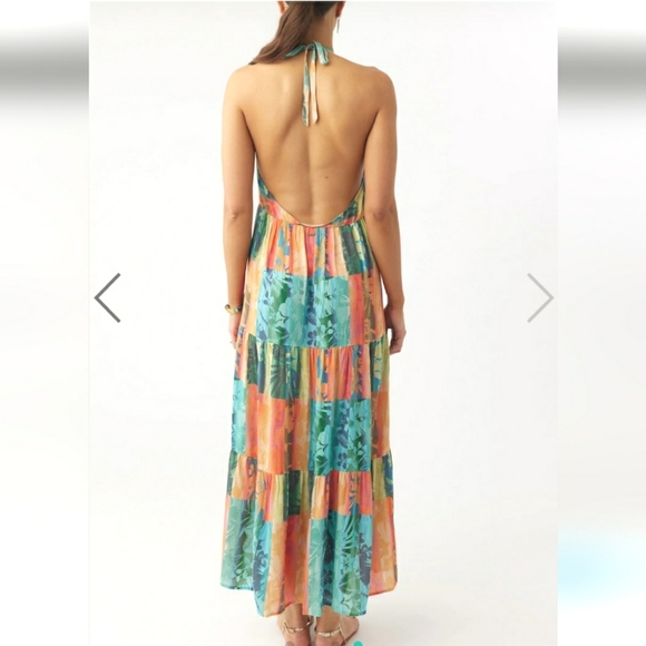 NWT O'Neill Jennifer Woven Maxi Tank Dress. Neck Tie. Backless. Tropical. Boho. - Picture 3 of 16